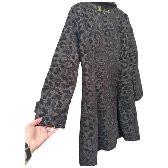 Desigual Animal Print Winter Jacket Coat size 42 in black - Picture 9 of 15